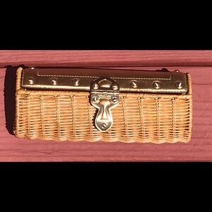 Michael Kors Gold and Tan Wicker Clutch